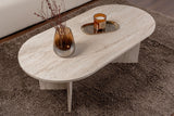 Ovaler Couchtisch Travertin-Look Sabla - 119x60 