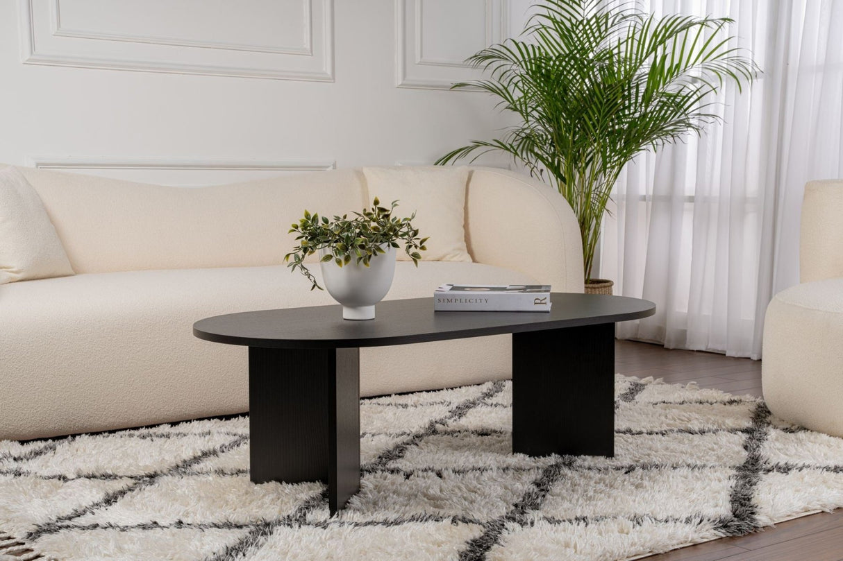 Ovaler Couchtisch Schwarz Holzoptik Sabla - 119x60 