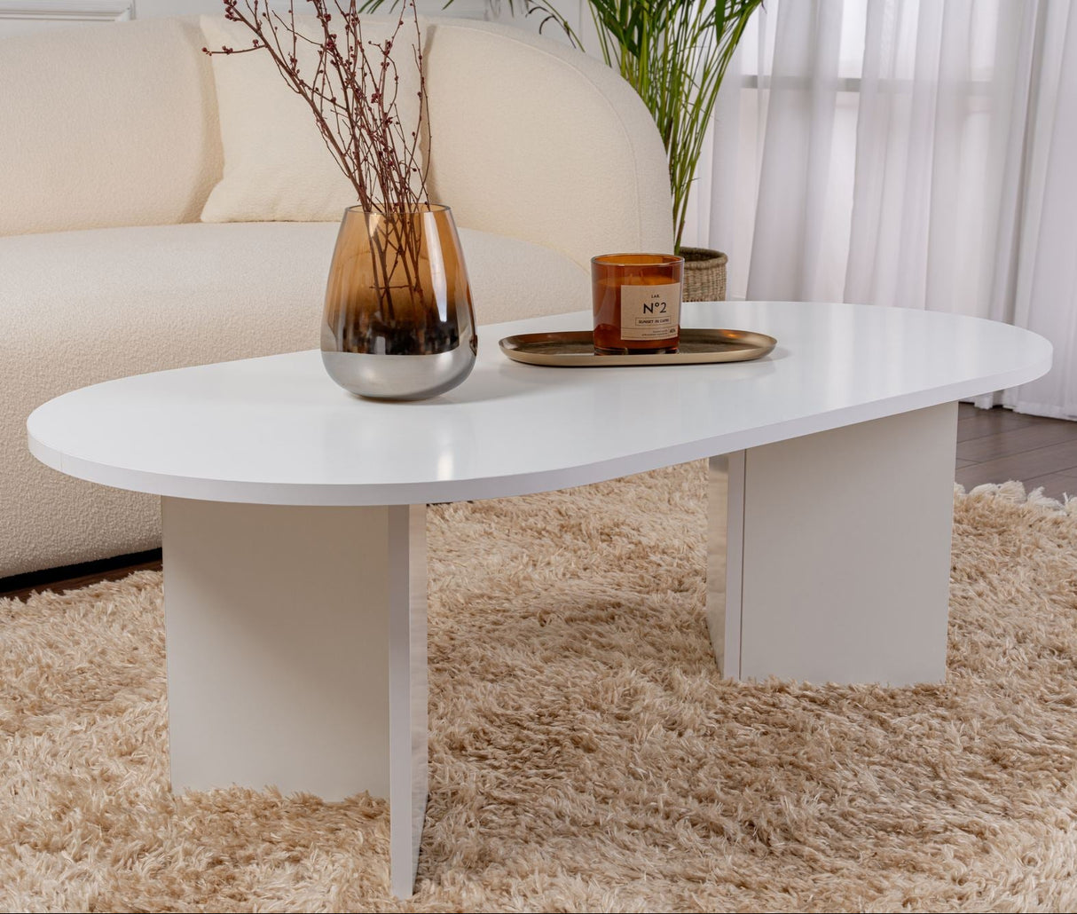 Ovaler Couchtisch Sapphire Weiß Sabla - 119x60 