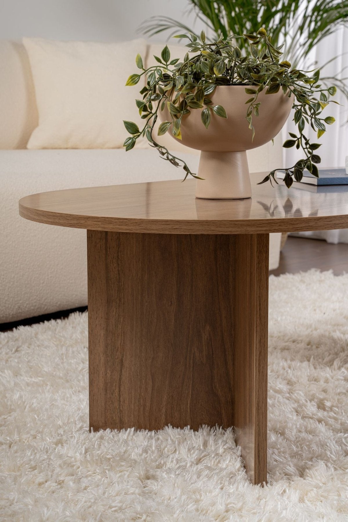 Ovale Salontafel Walnoot Look Sabla - 119x60