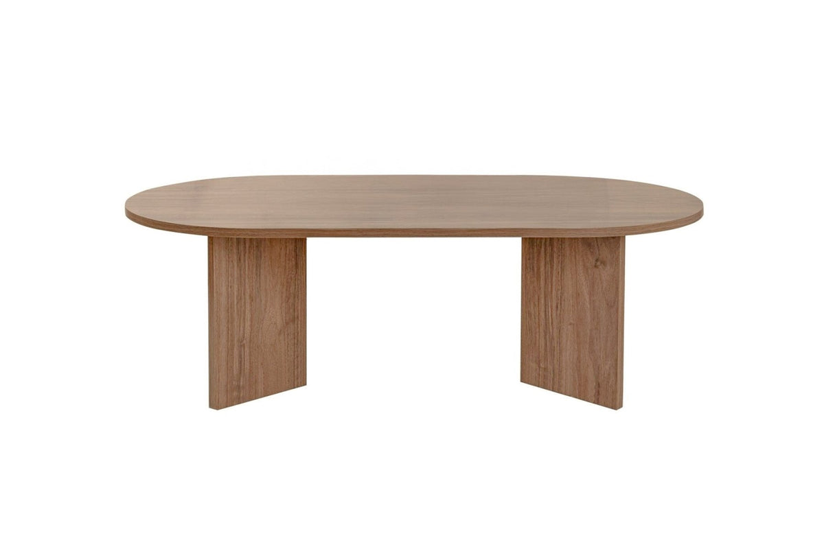 Couchtische-Ovaler Couchtisch Walnuss Melamin - Japandi - 119x60 cm - Sota-Dimehouse