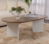 Ovaler Couchtisch Nussbaumoptik - Weißes Bein - Sabla - 119x60 
