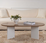Ovaler Couchtisch Nussbaumoptik - Weißes Bein - Sabla - 119x60 