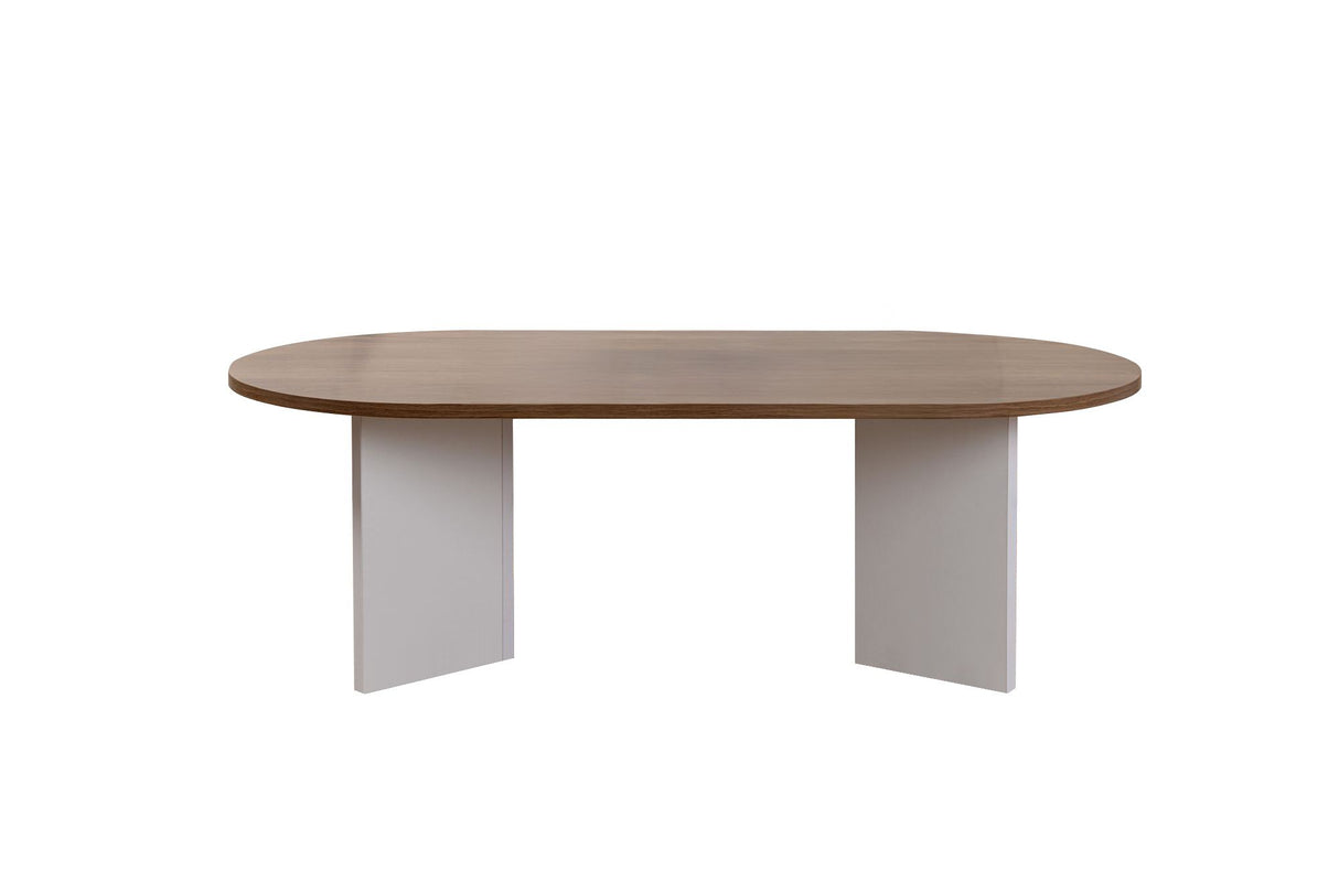 Ovaler Couchtisch Nussbaumoptik - Weißes Bein - Sabla - 119x60 