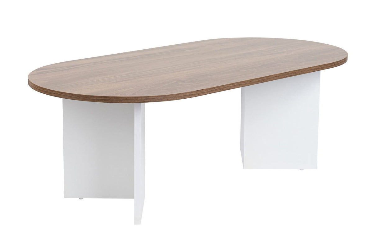 Ovaler Couchtisch Nussbaumoptik - Weißes Bein - Sabla - 119x60 