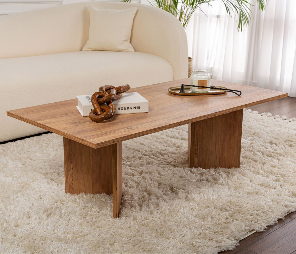 Rechteckiger Couchtisch Siban Atlantische Kiefernholzoptik - 119x60 cm 