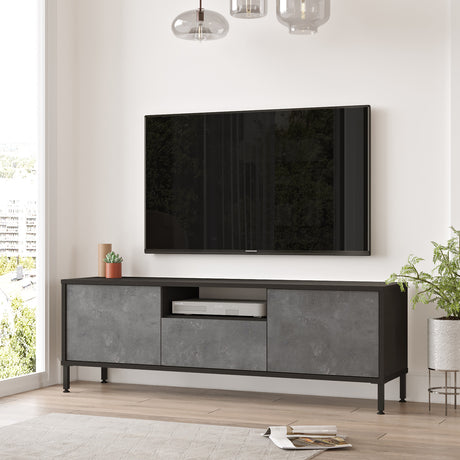 TV -Möbel Modena Silber Black Melamin 140x46.4x35,5 cm