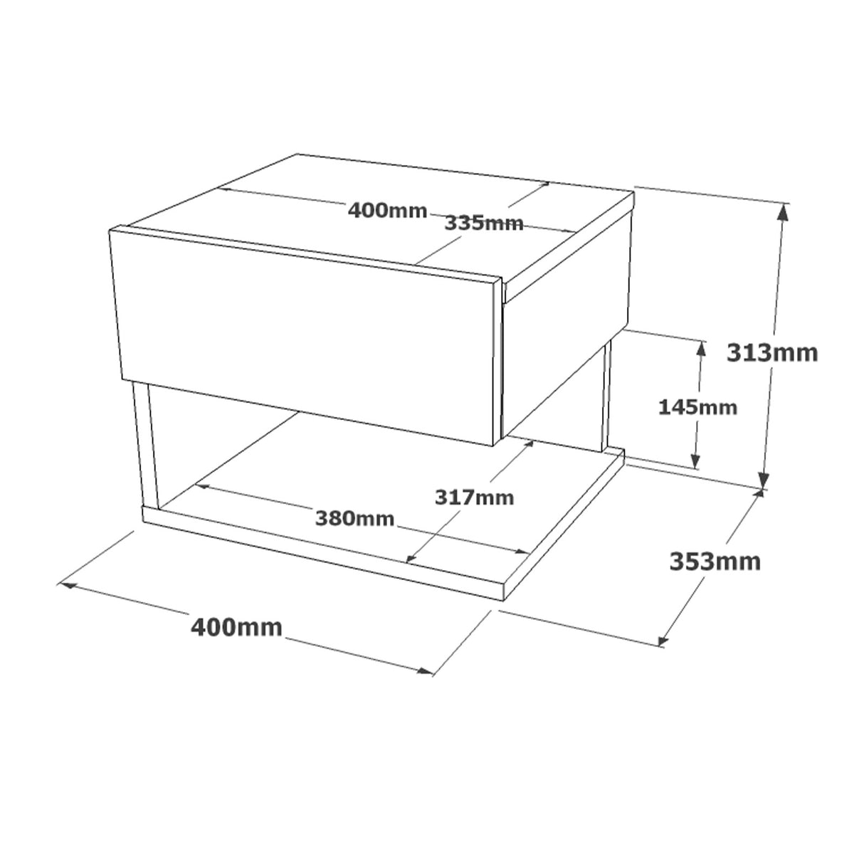 Nachttisch Maui Silber Melamin 40x35.3x31.3 cm