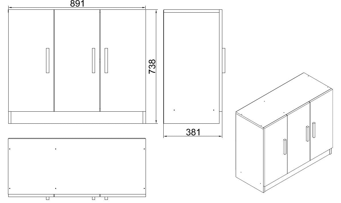 Wandschrank Delta weißes Melamin 89.9x73.8x38.1 cm