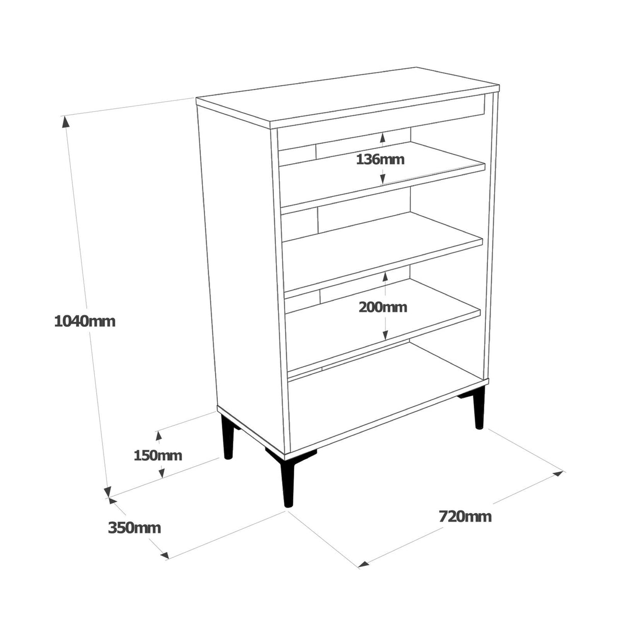 Wandschrank Java Brown Anthrazit Melamin 72x104x35 cm