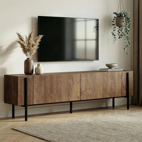 Nexus TV-Möbel Eichenoptik Schwarz 180 cm Kafkas Eichenoptik / Schwarz Melaminbeschichtetes Holz