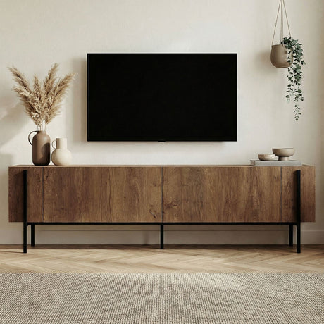 Nexus TV-Möbel Eichenoptik Schwarz 180 cm Kafkas Eichenoptik / Schwarz Melaminbeschichtetes Holz