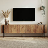 Nexus TV-Schrank in Eichenoptik mit schwarzer 180 cm großer Atlantic Pine-Eichenoptik und schwarzem melaminbeschichtetem Holzverbundstoff