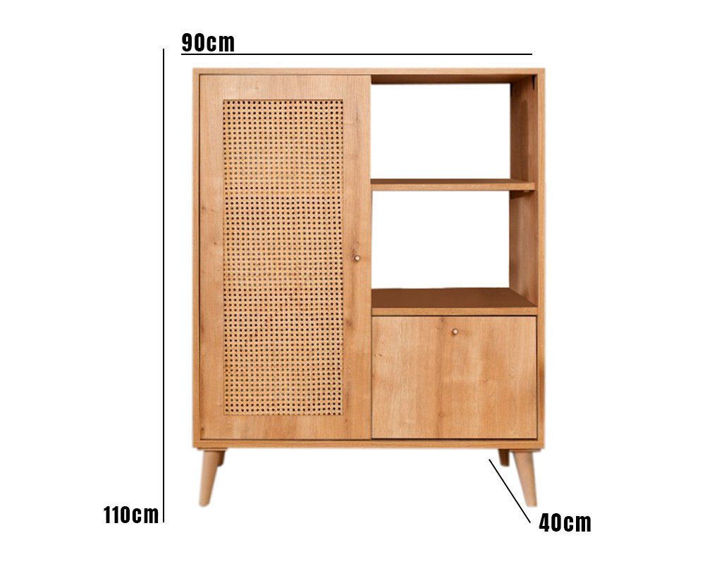 Wandschrank Hazeran Multi Oak Buchenholz 40x110x cm