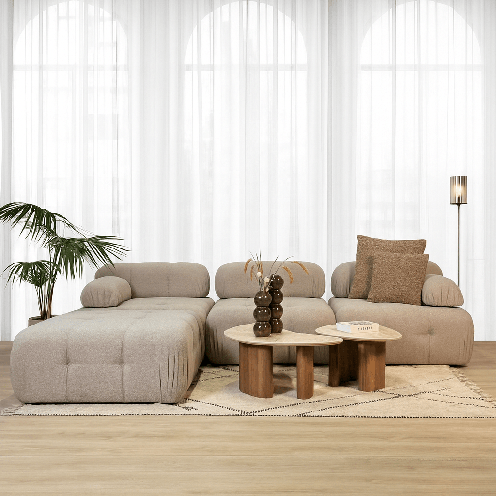 Modulare Bank 3sitzer mit Hocker Doeblo Beige