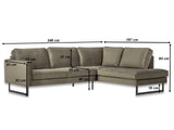 Ecksofa Quinn Samt Champagner Taupe lose Kissen links 