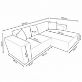 Ecksofa Wayne aus Chenille in Beige, 264 cm – Ecke links und rechts montierbar