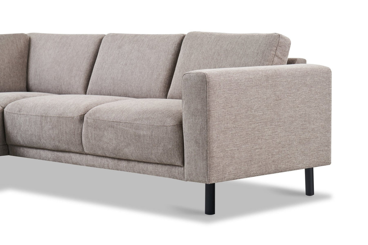 Moderner 3-Sitzer Ecksofa Rechts Taupe Stoff Aniko mit Liege 240x197x78 cm