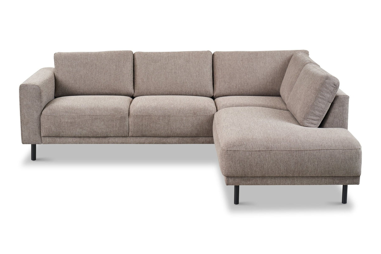 Moderner 3-Sitzer Ecksofa Rechts Taupe Stoff Aniko mit Liege 240x197x78 cm