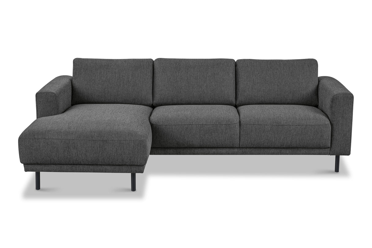 Moderne Hoekbank Links Antraciet Stof Aniko met Chaise Longue 238x142x78 cm