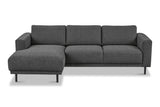 Moderne Hoekbank Links Antraciet Stof Aniko met Chaise Longue 238x142x78 cm