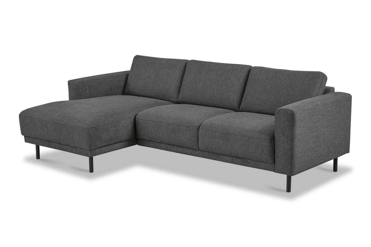 Moderne Hoekbank Links Antraciet Stof Aniko met Chaise Longue 238x142x78 cm