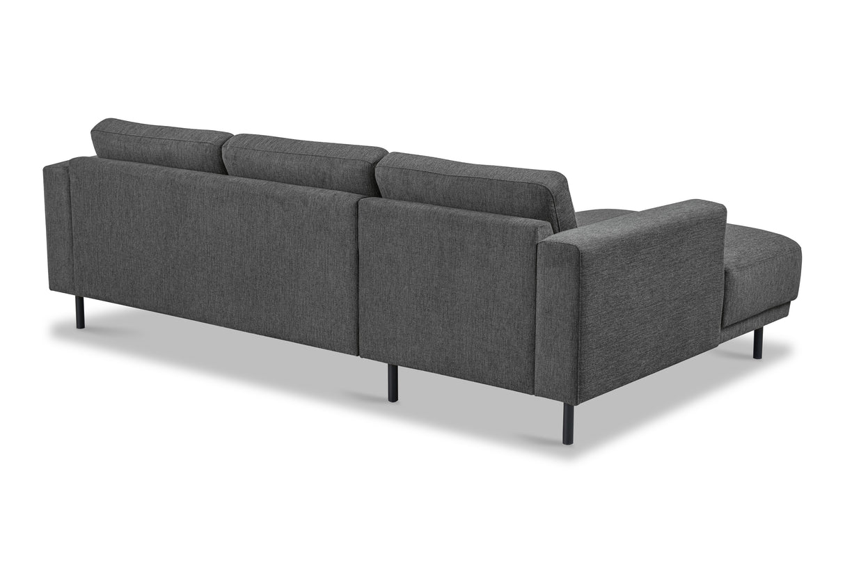 Moderne Hoekbank Links Antraciet Stof Aniko met Chaise Longue 238x142x78 cm