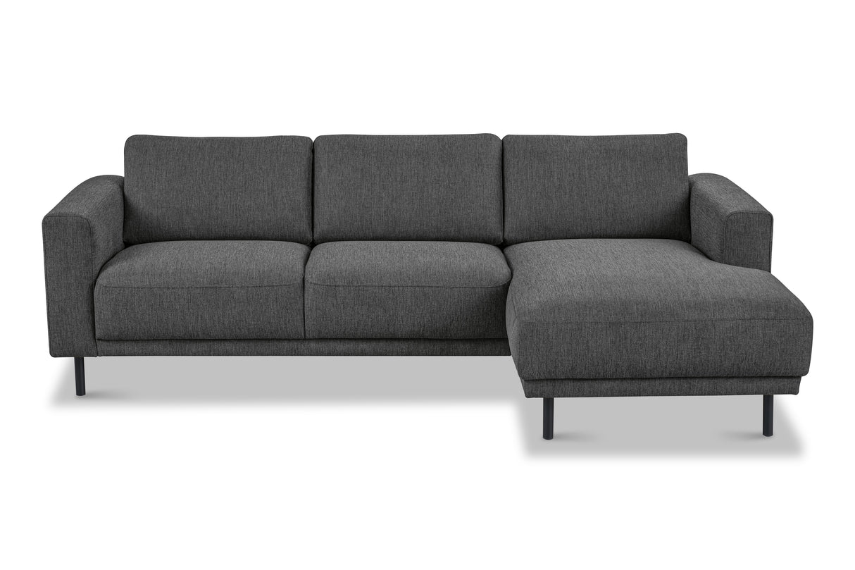 Moderne Hoekbank Rechts Antraciet Stof Aniko met Chaise Longue 238x142x78 cm