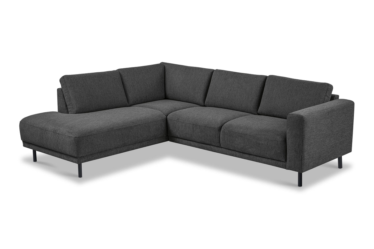 Moderne 3-zits Hoekbank Links Antraciet Stof Aniko met Lounger 240x197x78 cm
