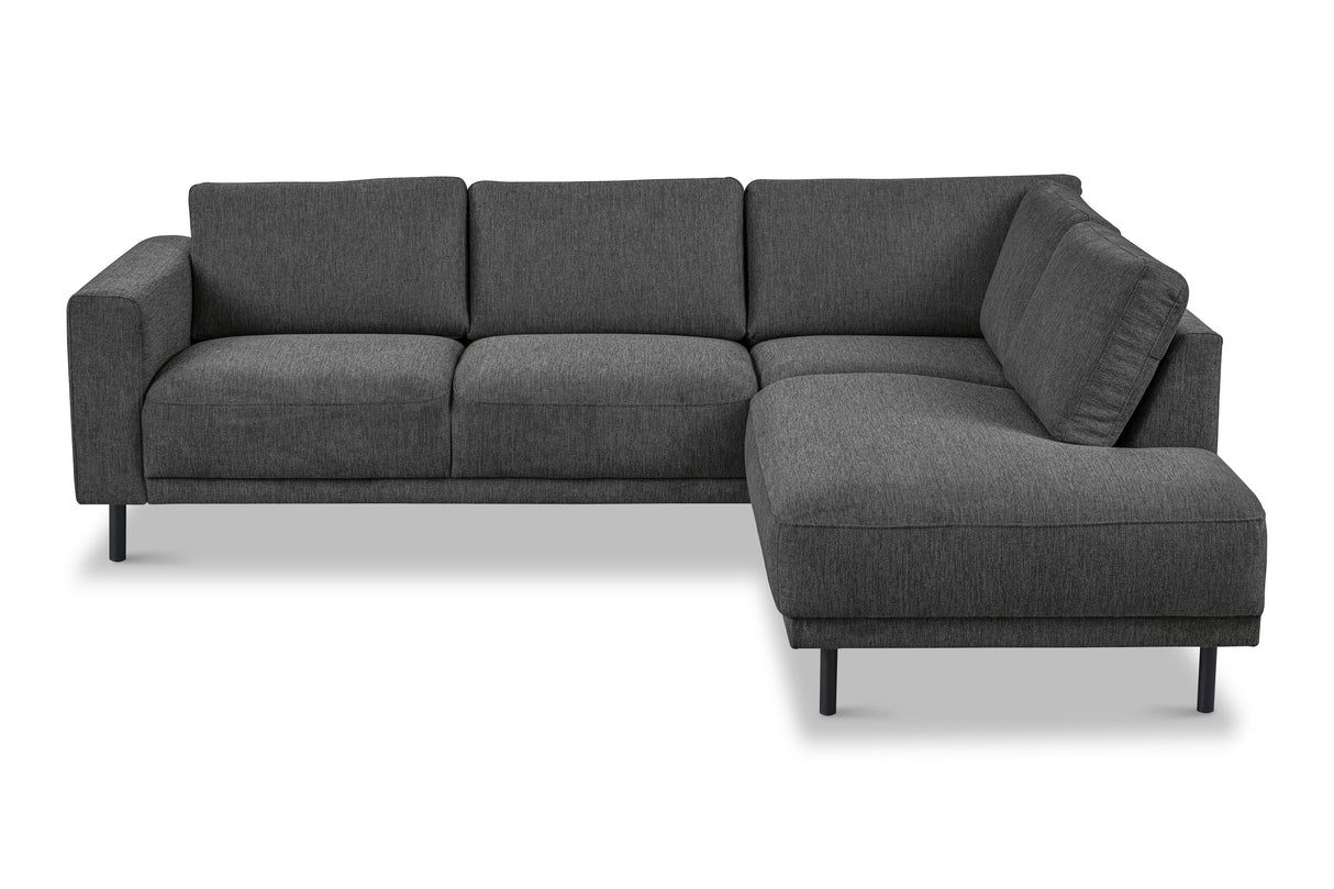 Moderne 3-zits Hoekbank Rechts Antraciet Stof Aniko met Lounger 240x197x78 cm