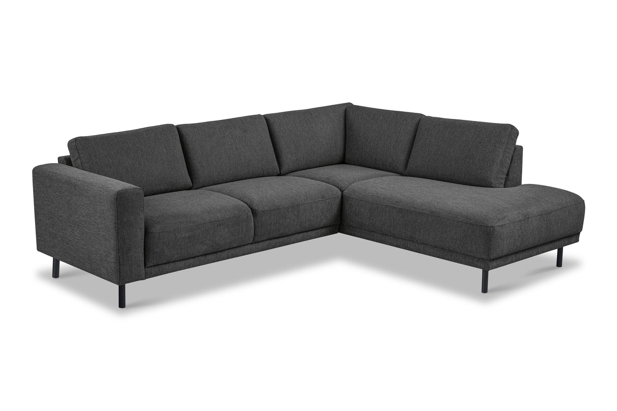 Moderne 3-zits Hoekbank Rechts Antraciet Stof Aniko met Lounger 240x197x78 cm