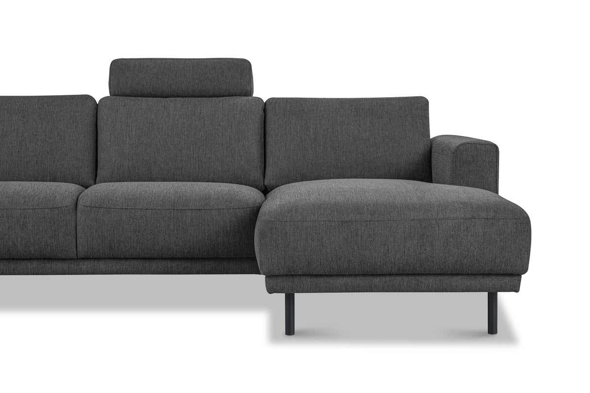 Moderne U-Bank Hoekbank Links Antraciet Stof Aniko 310x197x78 cm