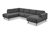 Moderne U-Bank Hoekbank Links Antraciet Stof Aniko 310x197x78 cm