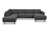 Moderne U-Bank Hoekbank Links Antraciet Stof Aniko 310x197x78 cm