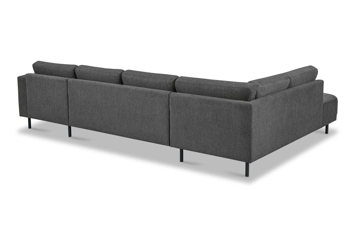 Moderne U-Bank Hoekbank Links Antraciet Stof Aniko 310x197x78 cm