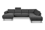 Moderne U-Bank Hoekbank Rechts Antraciet Stof Aniko 310x197x78 cm