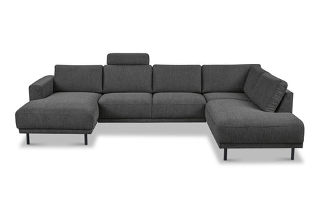 Moderne U-Bank Hoekbank Rechts Antraciet Stof Aniko 310x197x78 cm