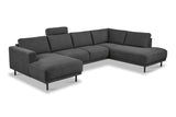 Moderne U-Bank Hoekbank Rechts Antraciet Stof Aniko 310x197x78 cm