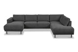 Moderne U-Bank Hoekbank Rechts Antraciet Stof Aniko 310x197x78 cm