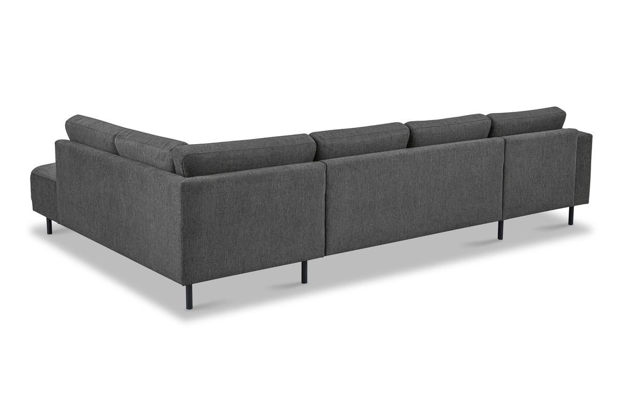 Moderne U-Bank Hoekbank Rechts Antraciet Stof Aniko 310x197x78 cm
