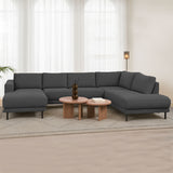Modernes U-Sofa Ecksofa rechts Anthrazit Stoff Aniko 310x197x78 cm