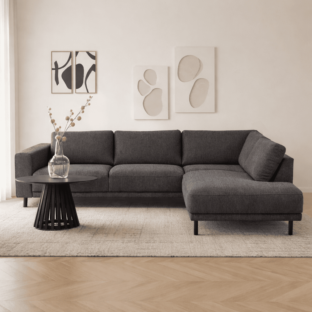 Modernes 3-Sitzer Ecksofa Rechts Anthrazit Stoff Aniko mit Liege 240x197x78 cm