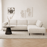 Moderner 3-Sitzer Ecksofa Rechts Beige Stoff Aniko mit Liege 240x197x78 cm