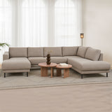 Modernes U-Sofa Ecksofa rechts taupe Stoff Aniko 310x197x78 cm