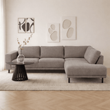 Moderner 3-Sitzer Ecksofa Rechts Taupe Stoff Aniko mit Liege 240x197x78 cm