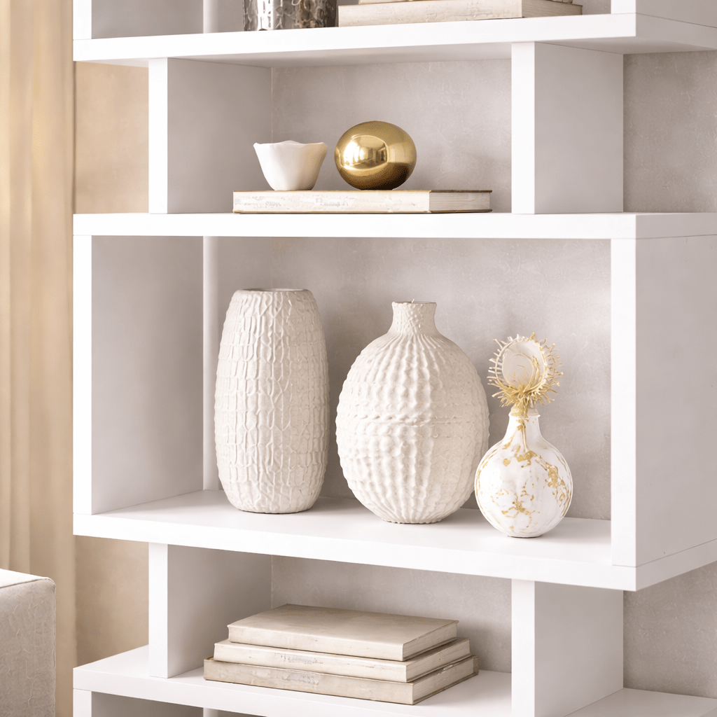 Boekenkasten - Design vakkenkast wit melamine Blok 60x165x19,5 cm - Dimehouse