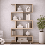 Boekenkasten - S - vormige boekenkast eiken melamine Elif 90x156x20 cm - Dimehouse