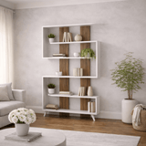 Bücherregal Rain Weiß Walnuss Melamin 120x162x20 cm