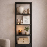 Boekenkasten - Boekenkast Robbins Black Zwart Antraciet Melamine 39x160x39 cm - Dimehouse