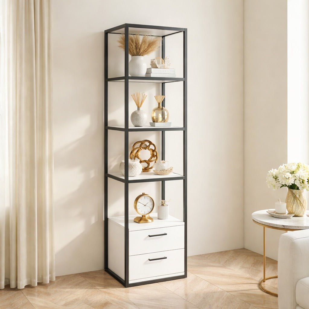 Bücherregal Robbins Schwarz Schwarz Weiß Melamin 39x160x39 cm